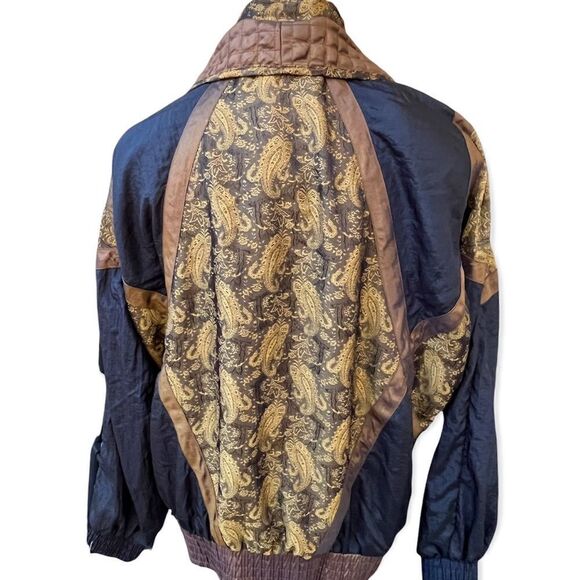 Vintage 80’s Lavon Cheerful Corp paisley windbreaker jacket black gold medium - Picture 4 of 7
